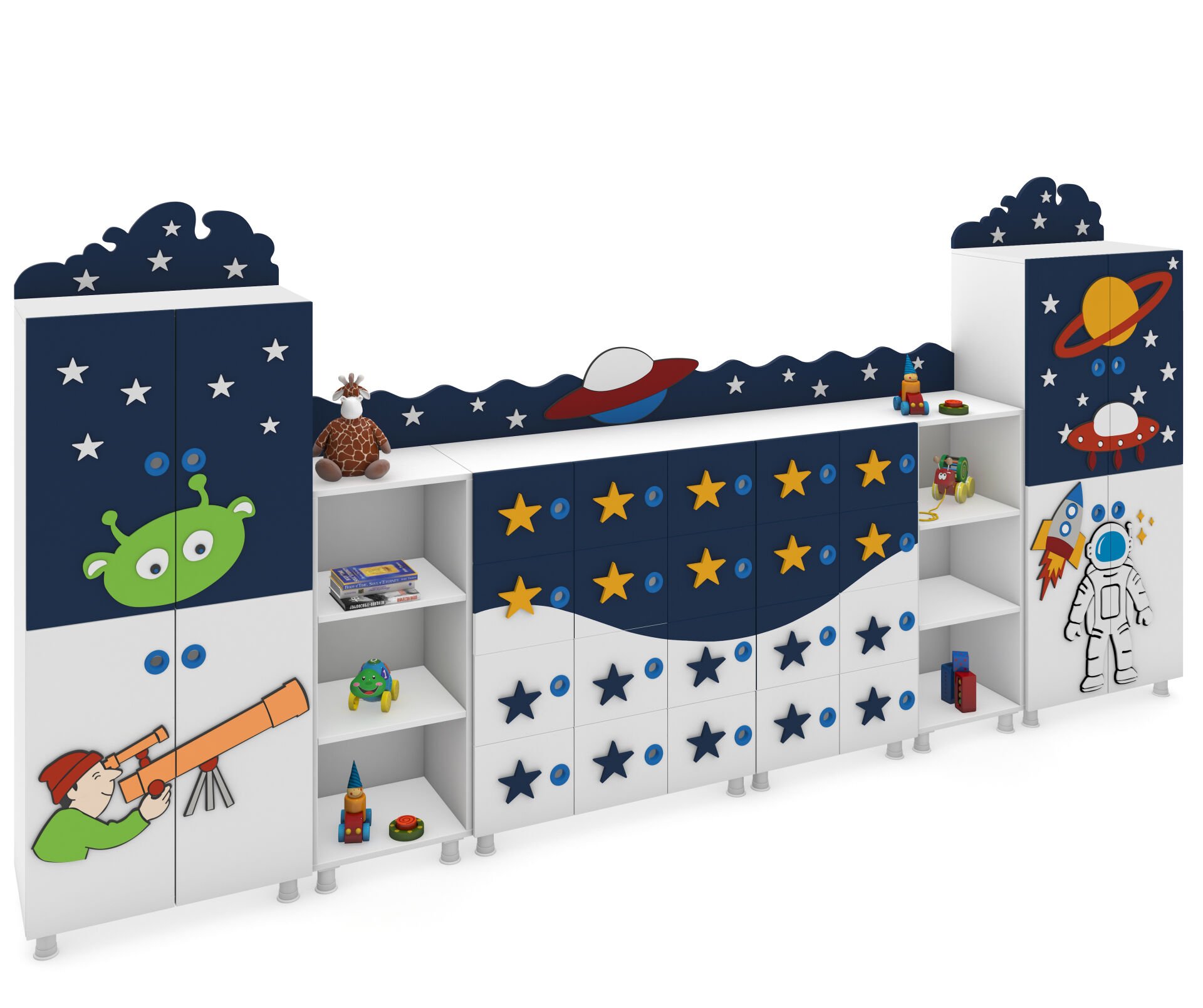Uzay Figürlü Dolap Seti