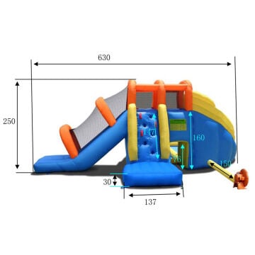 Şişme Süper Aqua Oyun Parkı Islak ve Kuru Su Kaydırağı