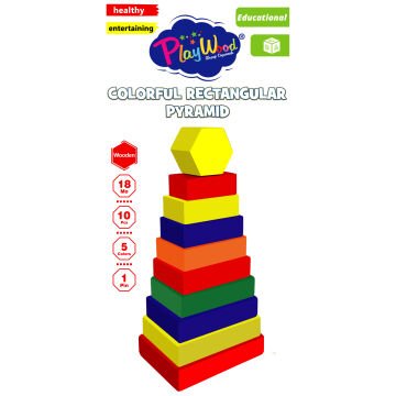 Dikdörtgen Renkli Kule Ahşap
